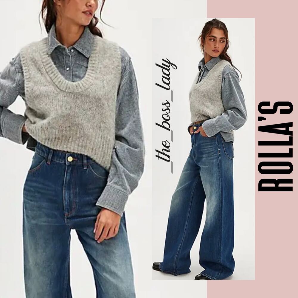 Rollas studio flare jeans cotton boho high rise casual cozy 30